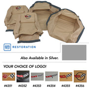 1974-1974 Corvette Embroidered OE Style Seat Covers - Silver Leather/Vinyl-419361E-Corvette-Store-Online