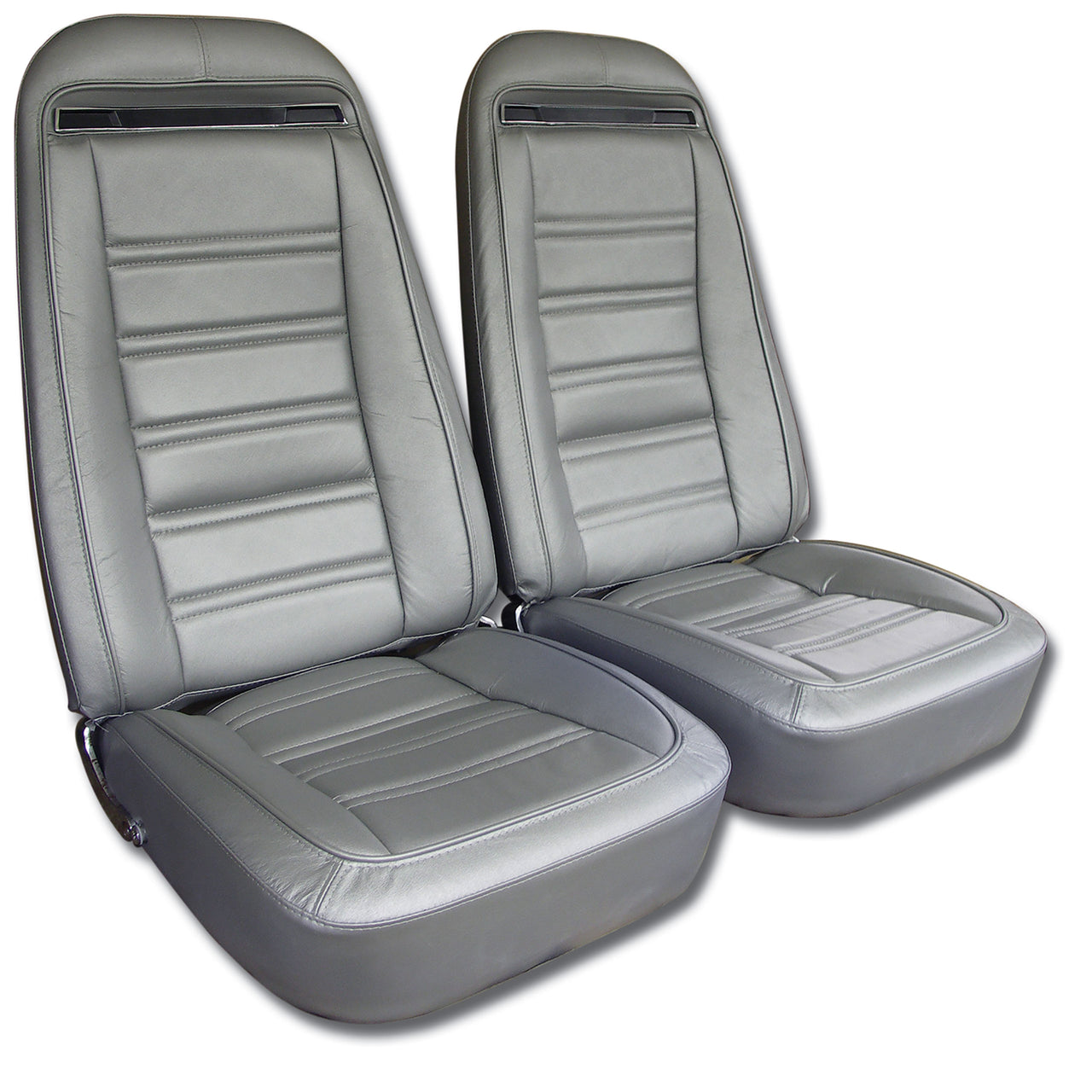 1974-1974 Corvette Mounted Seats Silver Leather Vinyl Without Shoulder Harness-419361M-Corvette-Store-Online