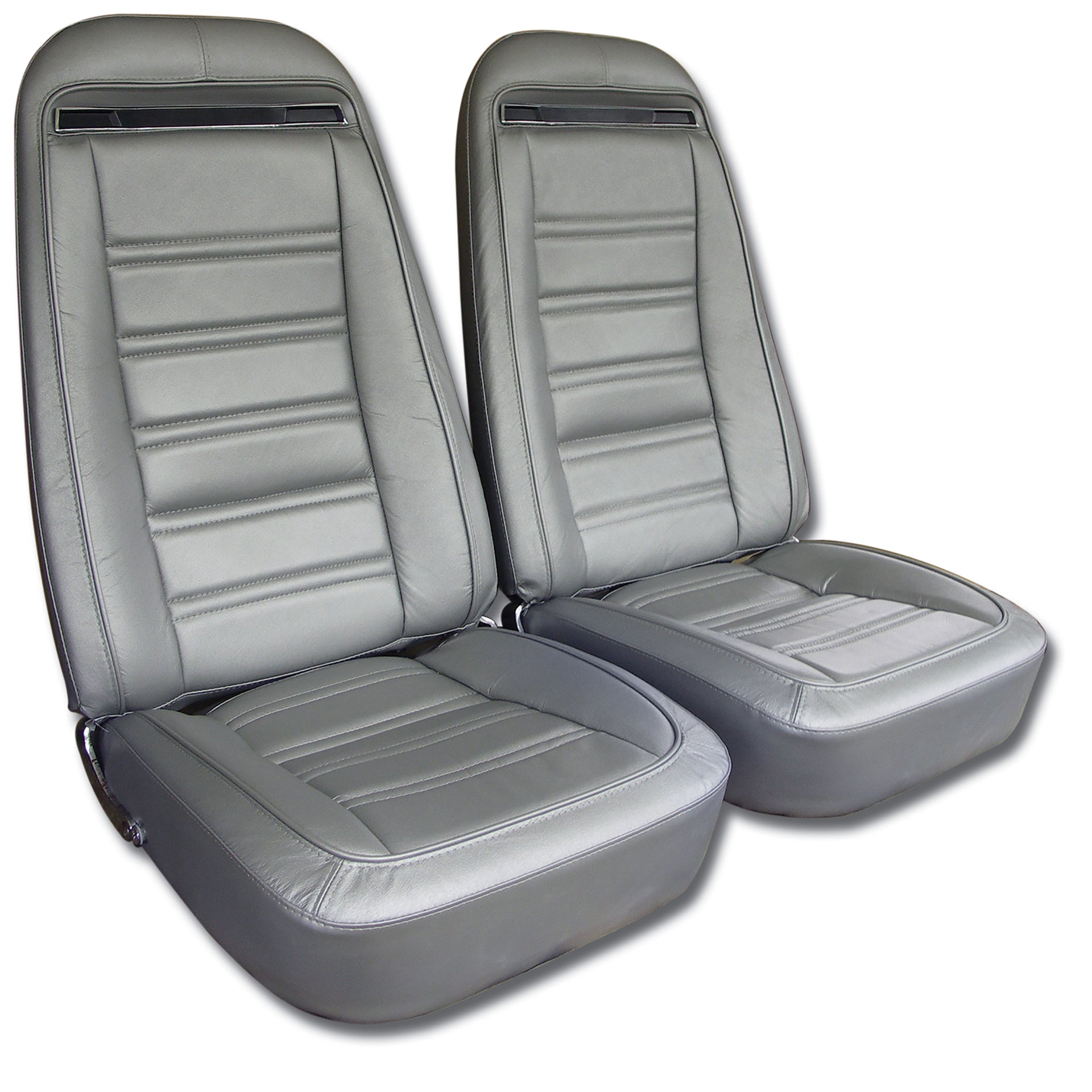 1974-1974 Corvette Mounted Seats Silver Leather Vinyl Without Shoulder Harness-419361M-Corvette-Store-Online
