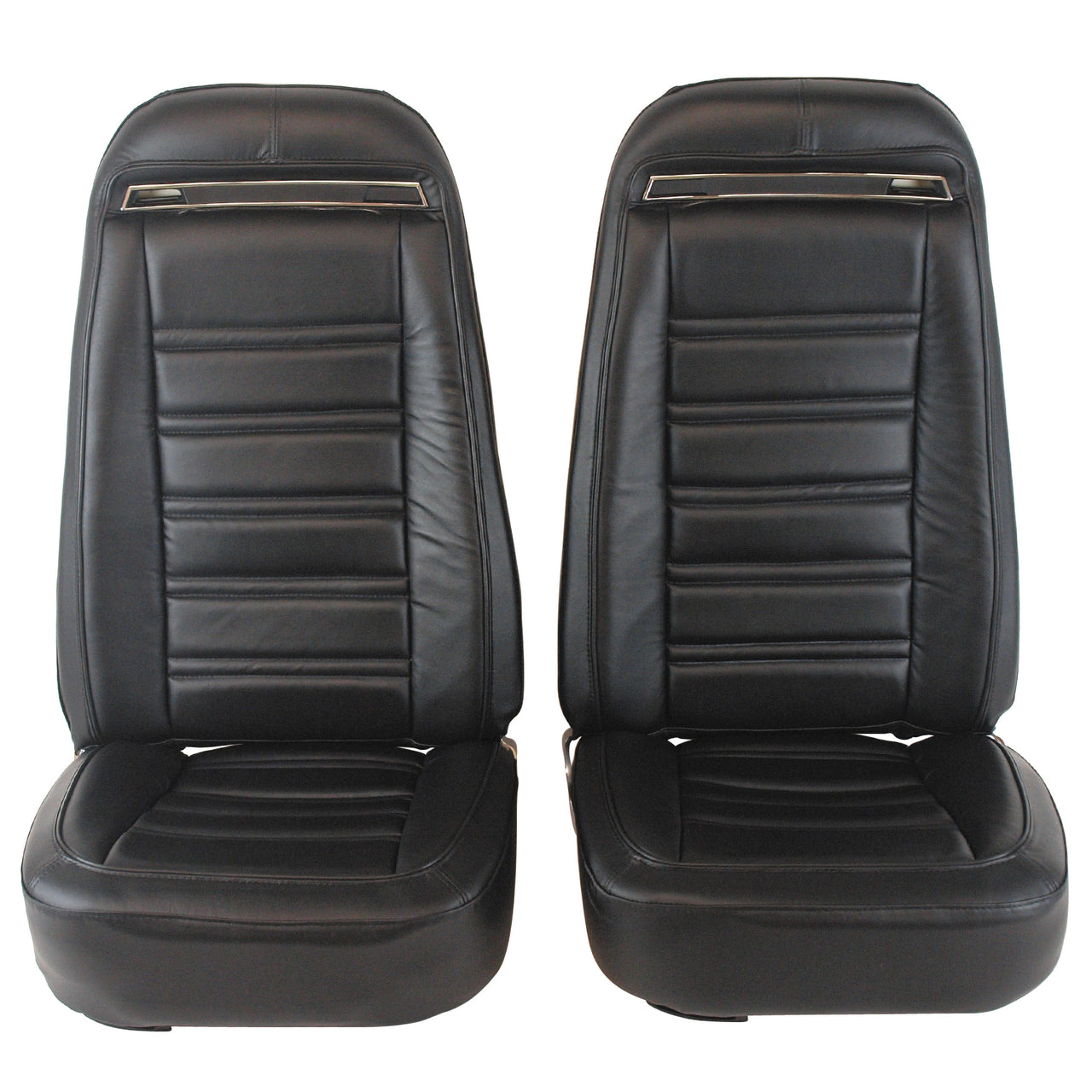 1972-1974 Corvette Mounted Seats Black 100% Leather With Shoulder Harness-419420MS-Corvette-Store-Online