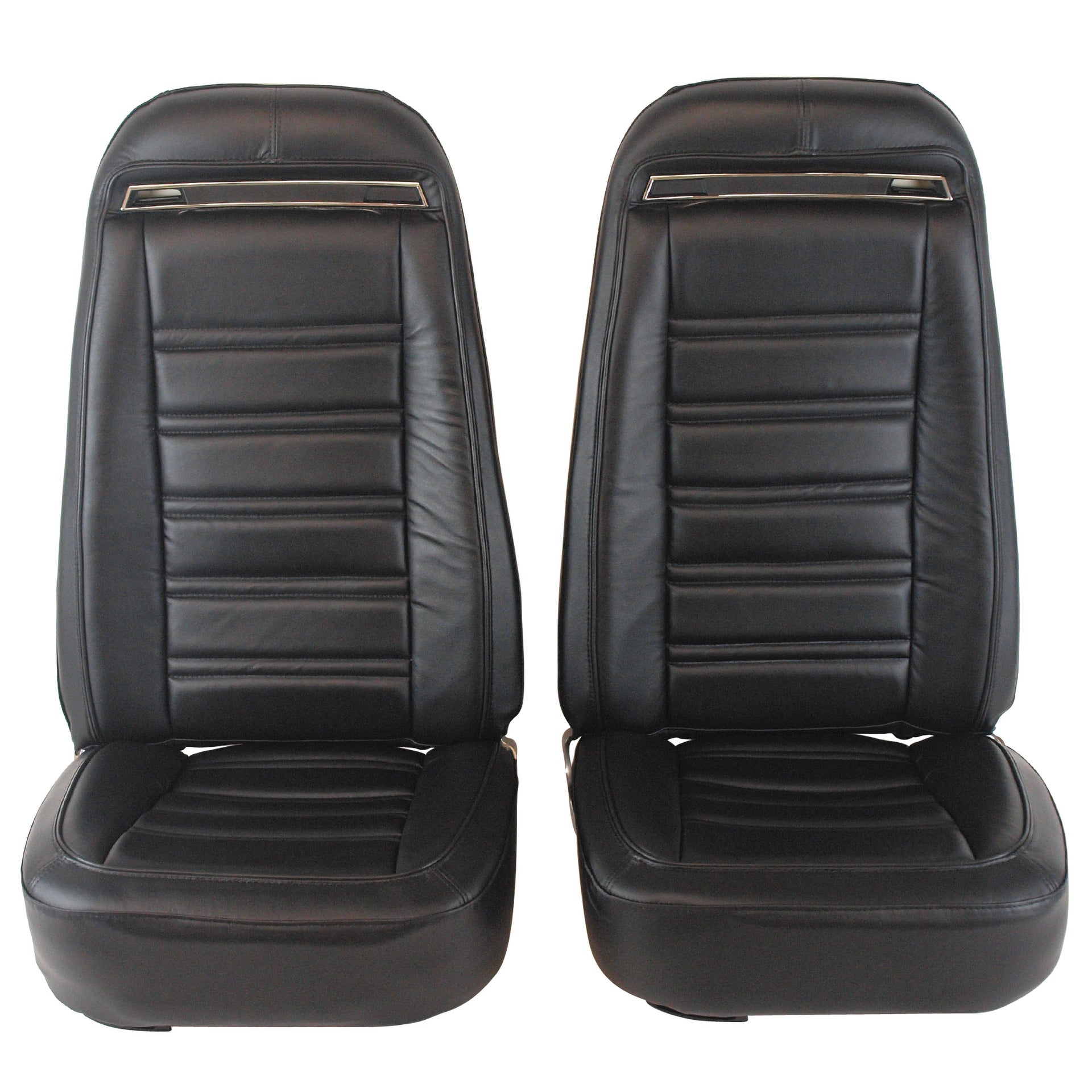 1972-1974 Corvette Mounted Seats Black 100% Leather With Shoulder Harness-419420MS-Corvette-Store-Online
