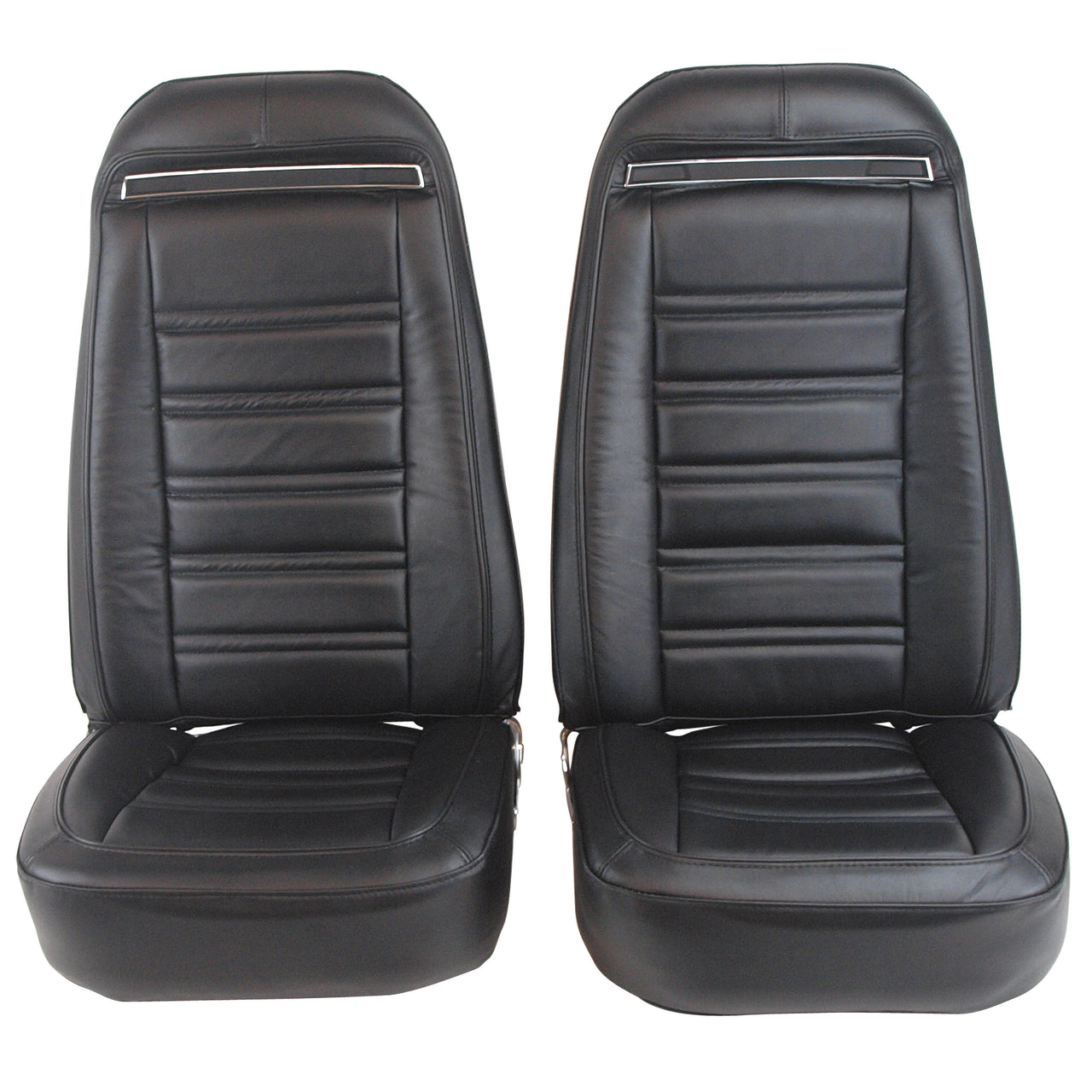 1972-1974 Corvette Mounted Seats Black 100% Leather Without Shoulder Harness-419420M-Corvette-Store-Online