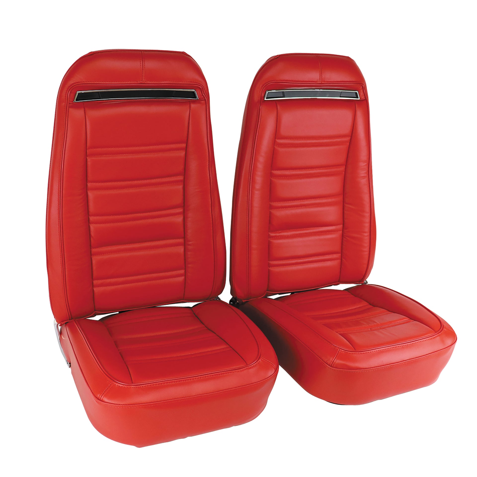 1972-1972 Corvette Mounted Seats Red 100% Leather Without Shoulder Harness-419430M-Corvette-Store-Online