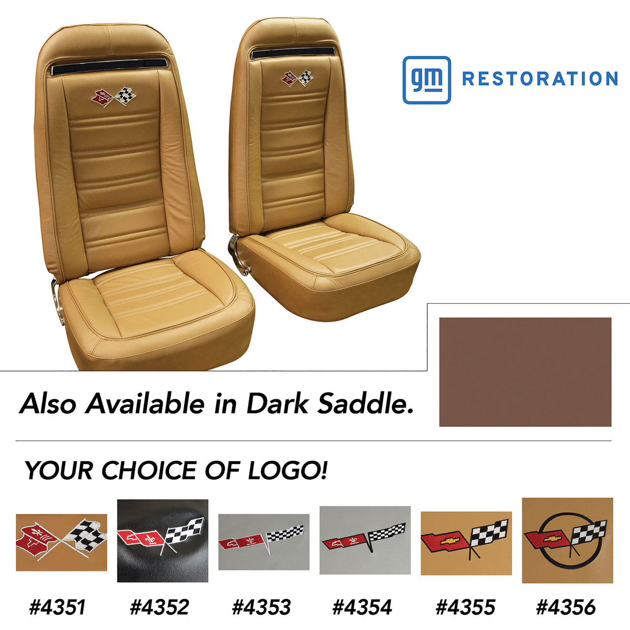 1973-1974 Corvette Embroidered 100% Leather Seat Covers - Dark Blue-419443E-Corvette-Store-Online