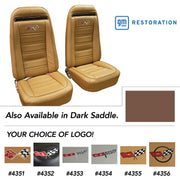 1973-1974 Corvette Embroidered 100% Leather Seat Covers - Dark Blue-419443E-Corvette-Store-Online