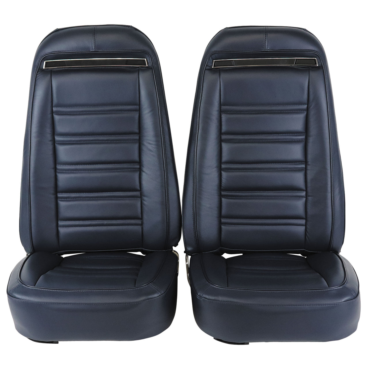 1973-1974 Corvette Mounted Seats Dark Blue 100% Leather Without Shoulder Harness-419443M-Corvette-Store-Online