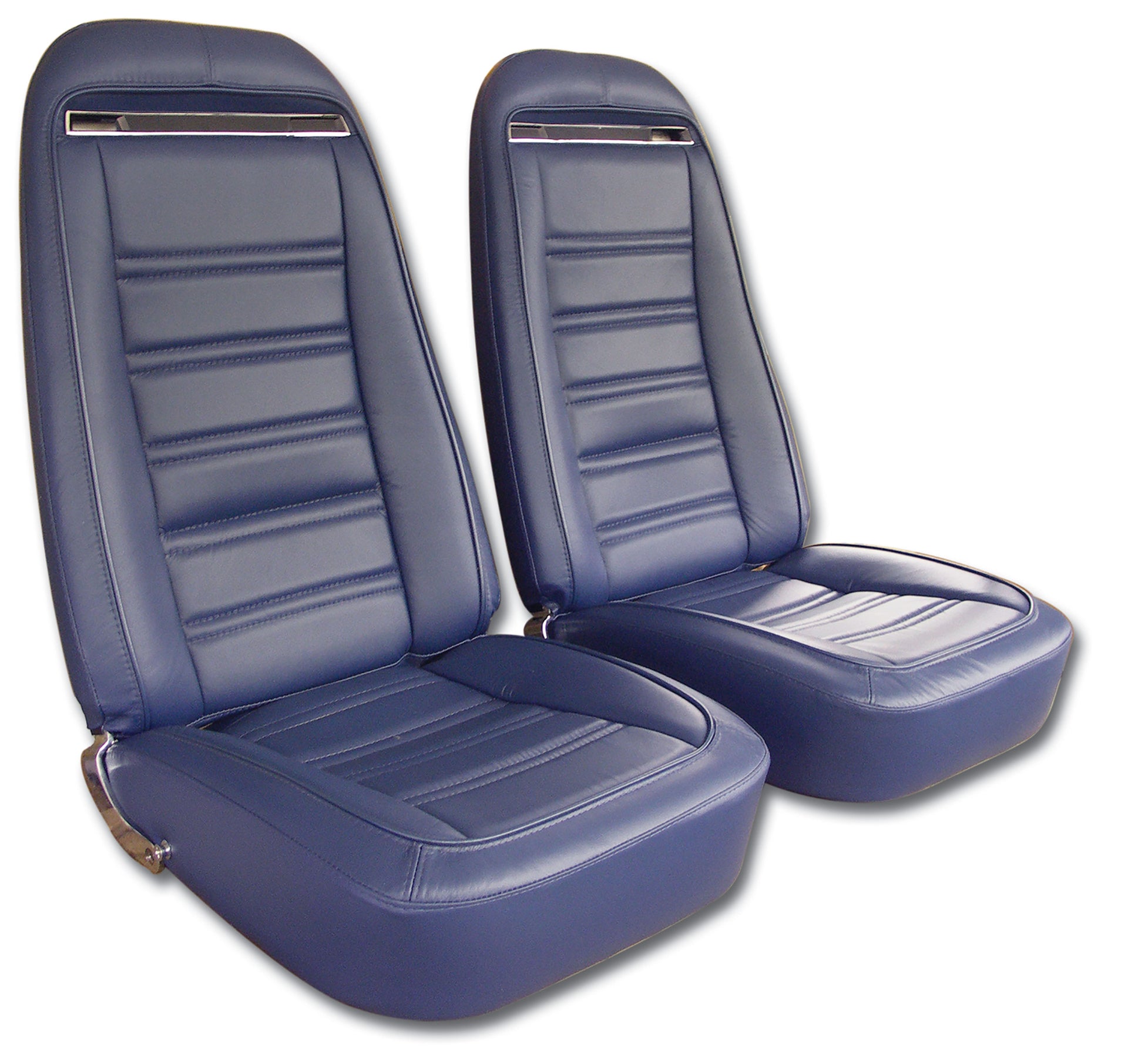 1972-1972 Corvette Mounted Seats Royal Blue 100% Leather With Shoulder Harness-419447MS-Corvette-Store-Online