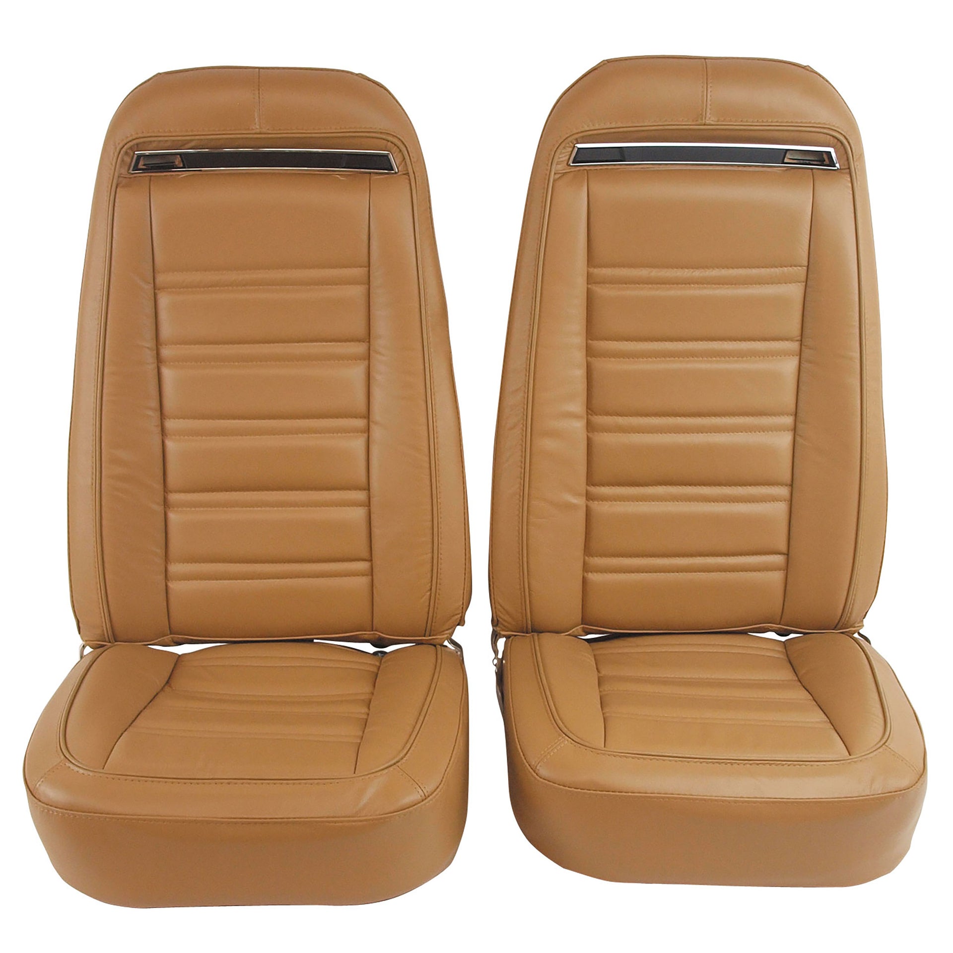 1973-1974 Corvette Mounted Seats Medium Saddle 100% Leather Without Shoulder Harness-419451M-Corvette-Store-Online