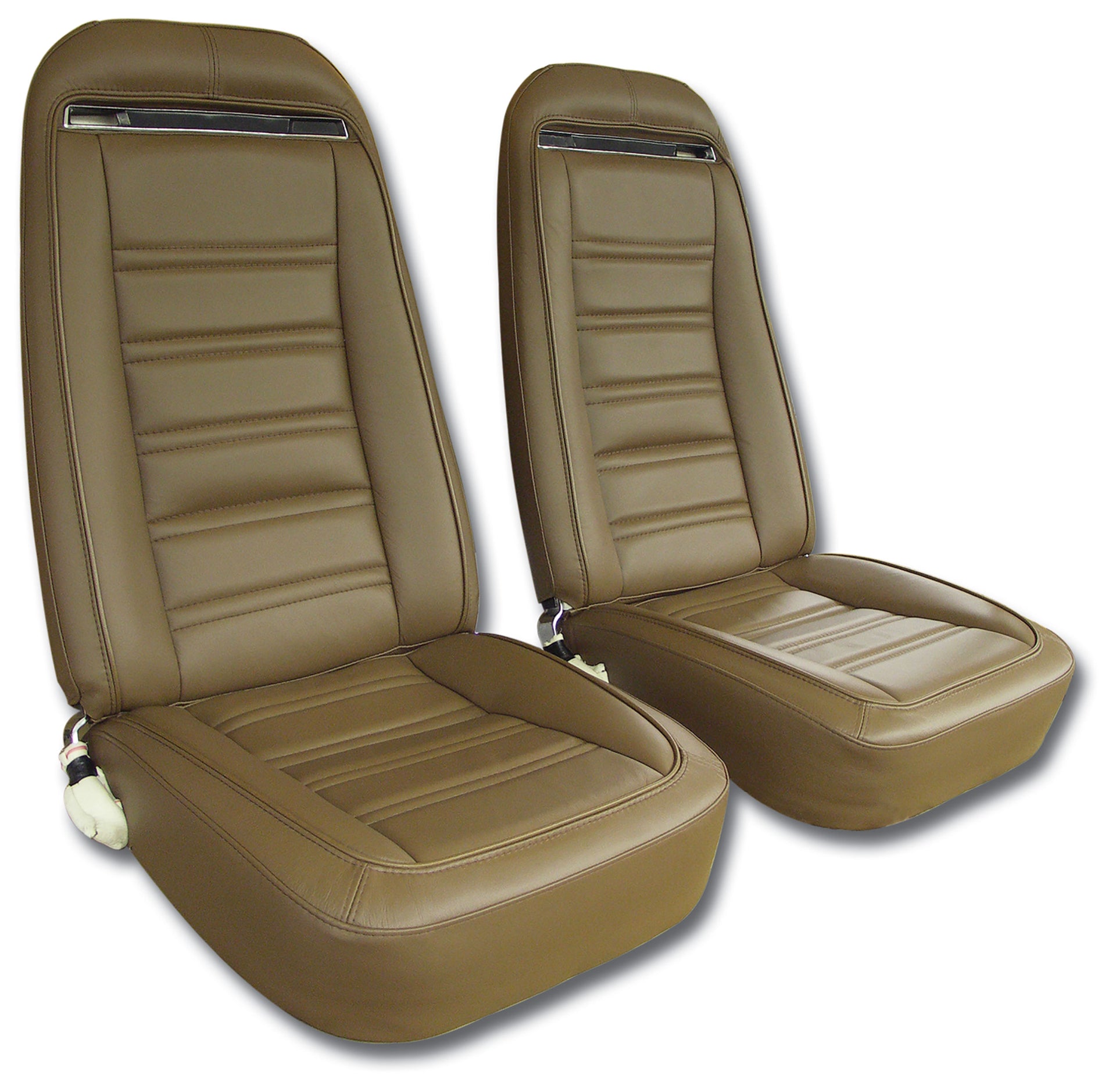 1972-1972 Corvette Mounted Seats Dark Saddle 100% Leather Without Shoulder Harness-419453M-Corvette-Store-Online