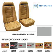 1974-1974 Corvette Embroidered 100% Leather Seat Covers - Silver-419461E-Corvette-Store-Online