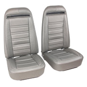 1974-1974 Corvette Mounted Seats Silver 100% Leather With Shoulder Harness-419461MS-Corvette-Store-Online