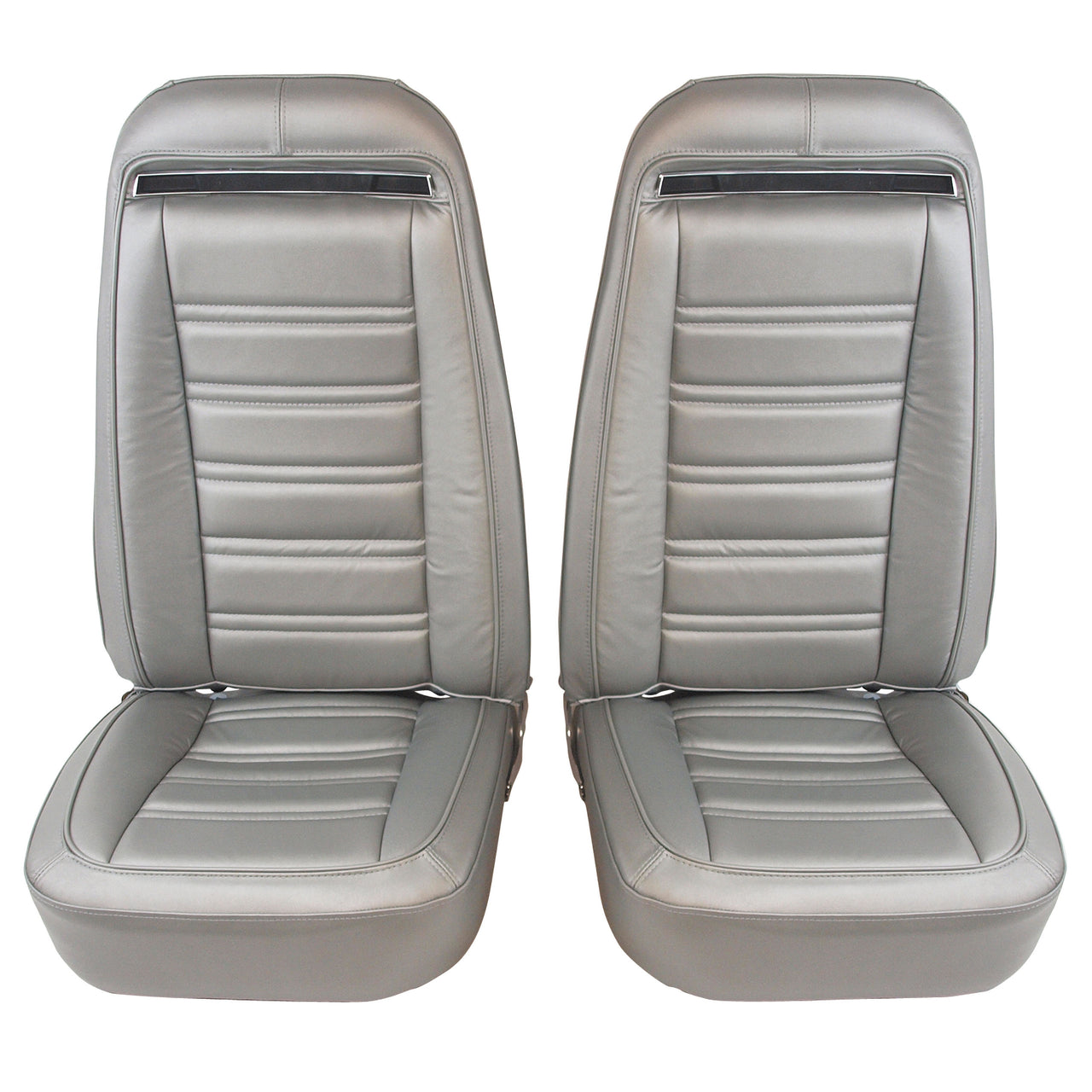 1974-1974 Corvette Mounted Seats Silver 100% Leather Without Shoulder Harness-419461M-Corvette-Store-Online
