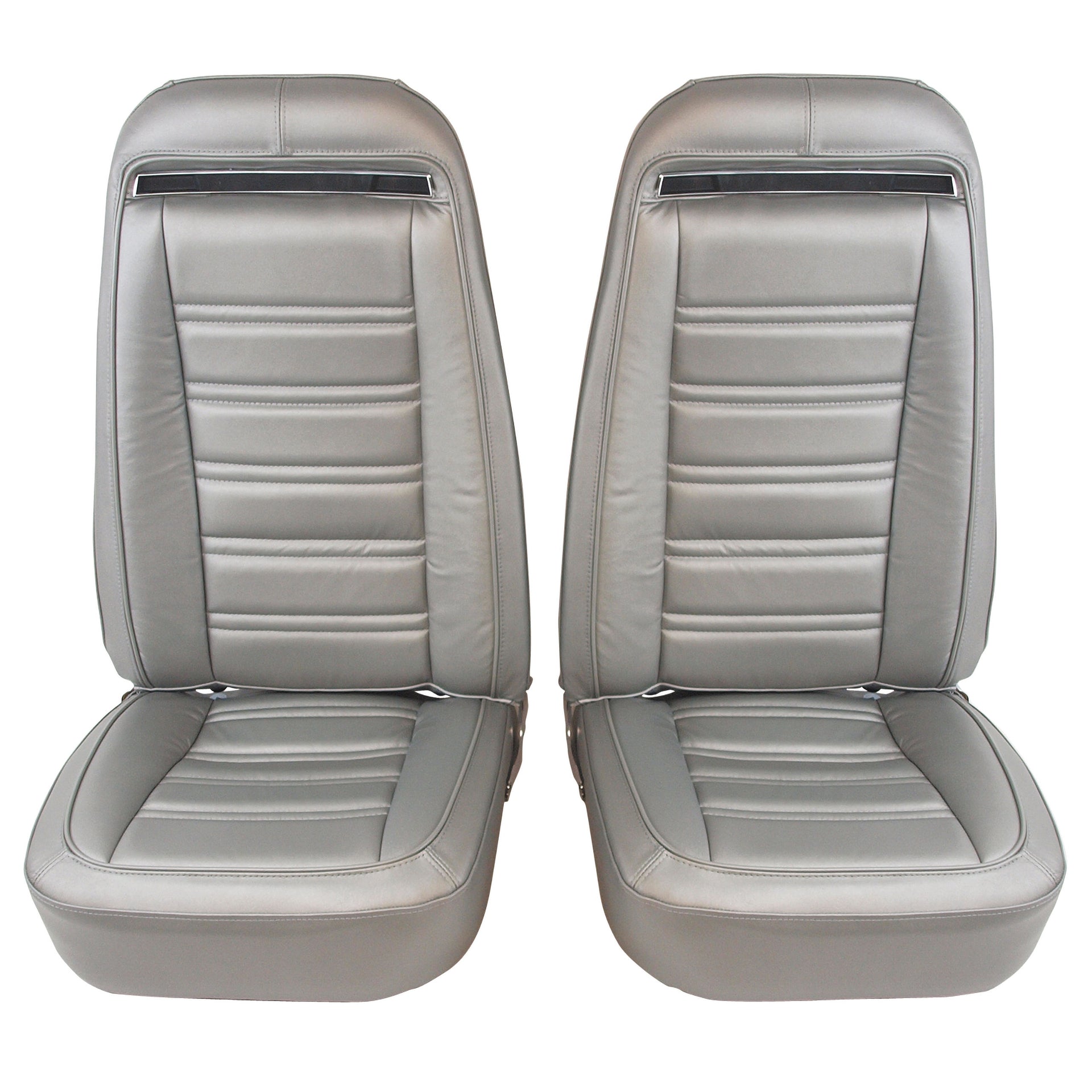 1974-1974 Corvette Mounted Seats Silver 100% Leather Without Shoulder Harness-419461M-Corvette-Store-Online
