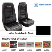 1975-1975 Corvette Embroidered OE Style Seat Covers - Black Leather/Vinyl-419520E-Corvette-Store-Online