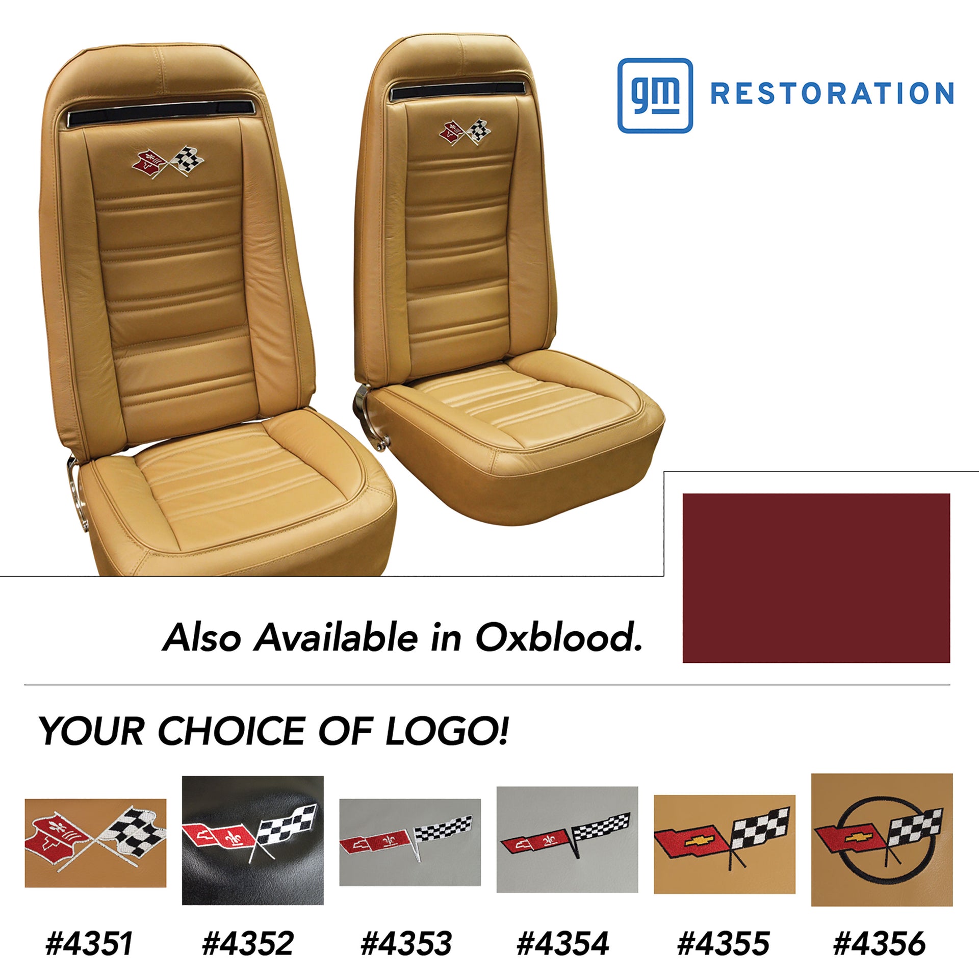 1975-1975 Corvette Embroidered OE Style Seat Covers - Oxblood Leather/Vinyl-419531E-Corvette-Store-Online
