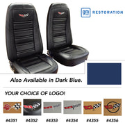 1975-1975 Corvette Embroidered OE Style Seat Covers - Dark Blue Leather/Vinyl-419543E-Corvette-Store-Online