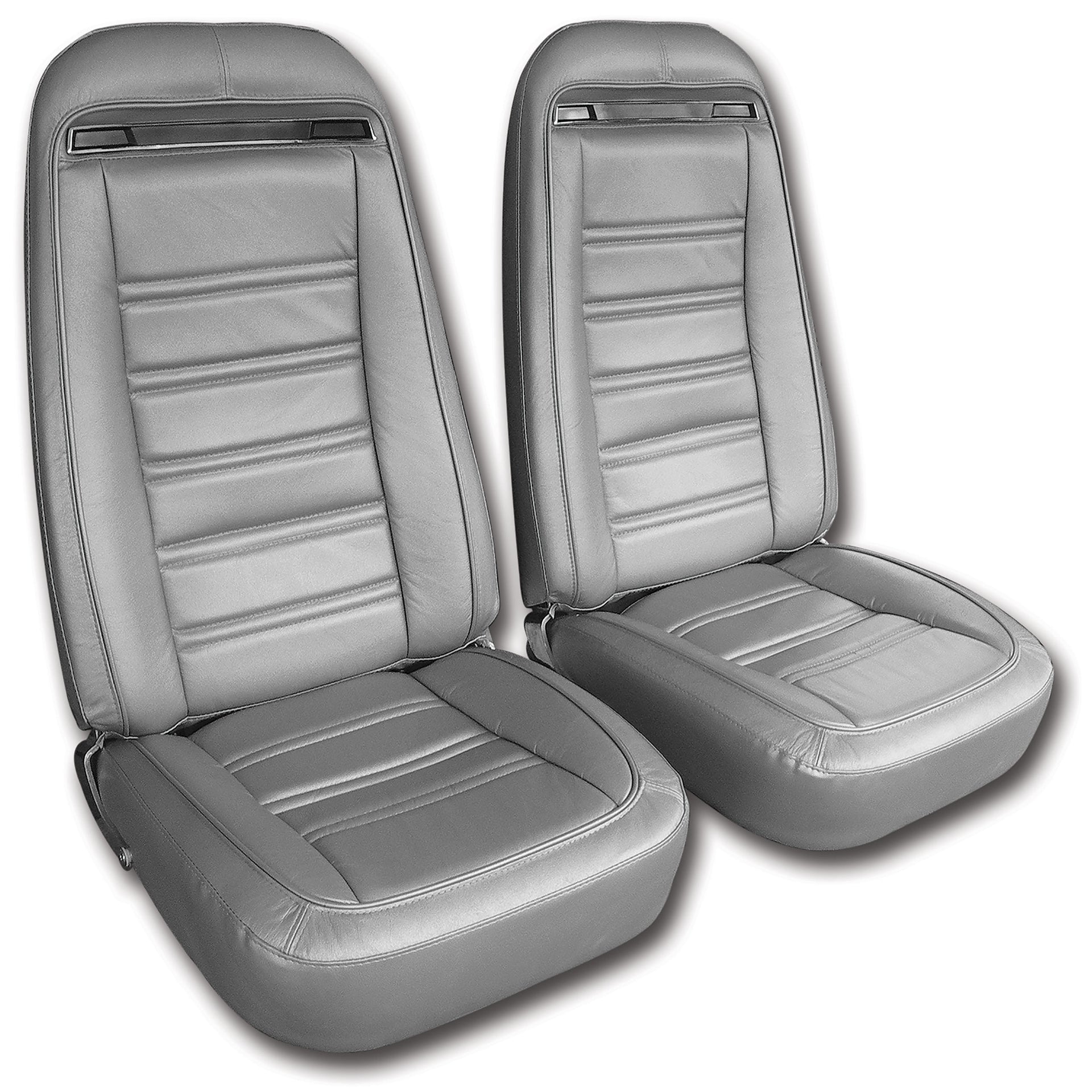 1975-1975 Corvette Mounted Seats Silver Leather Vinyl Without Shoulder Harness-419561M-Corvette-Store-Online