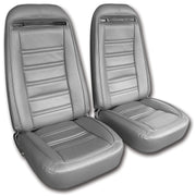 1975-1975 Corvette Mounted Seats Silver Leather Vinyl With Shoulder Harness-419561MS-Corvette-Store-Online