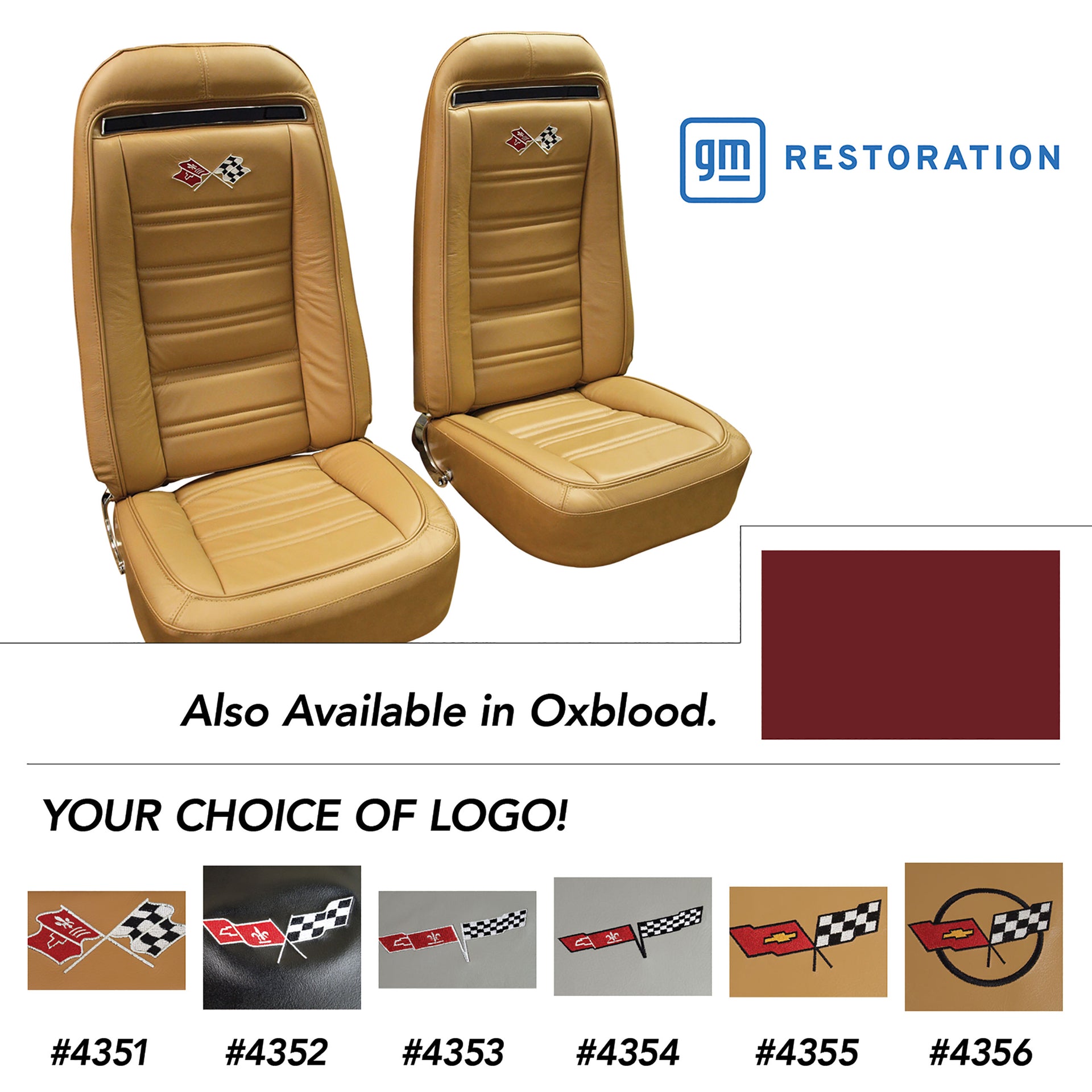 1975-1975 Corvette Embroidered 100% Leather Seat Covers - Oxblood-419631E-Corvette-Store-Online