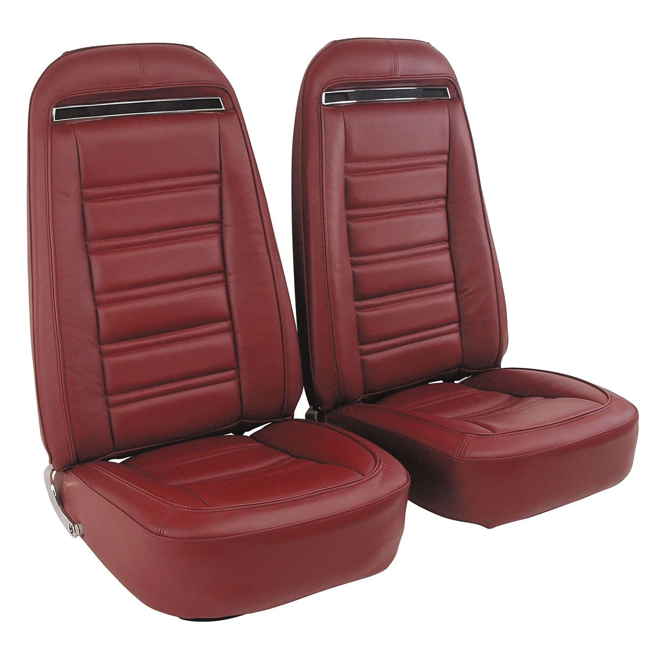 1975-1975 Corvette Mounted Seats Oxblood 100% Leather With Shoulder Harness-419631MS-Corvette-Store-Online