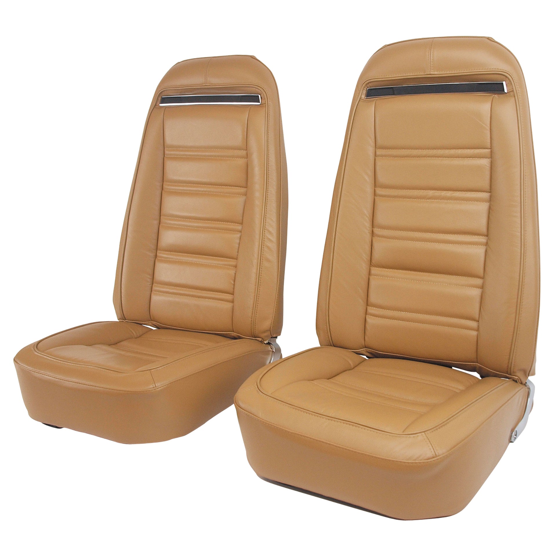 1975-1975 Corvette Mounted Seats Medium Saddle 100% Leather Without Shoulder Harness-419651M-Corvette-Store-Online