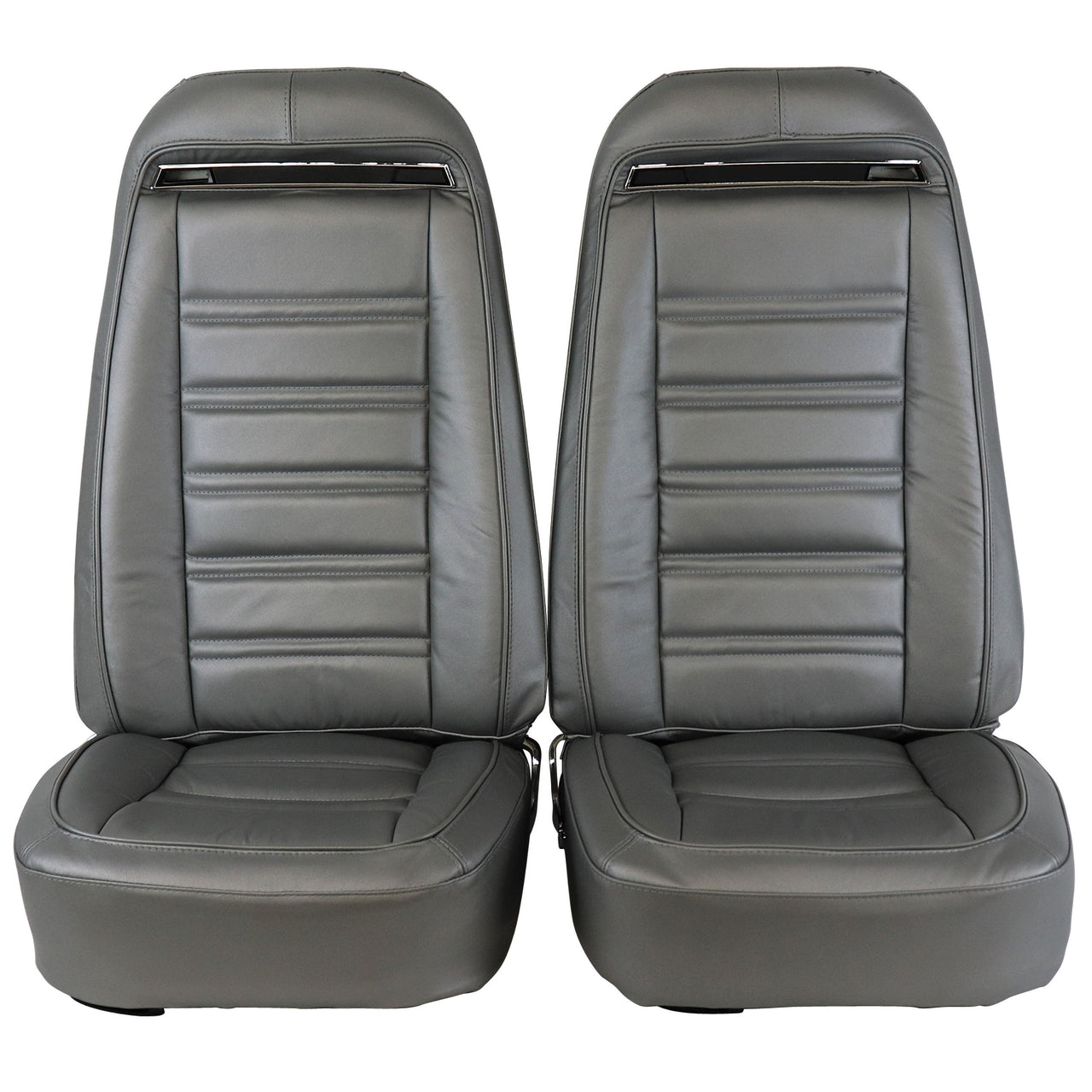 1975-1975 Corvette Mounted Seats Silver 100% Leather With Shoulder Harness-419661MS-Corvette-Store-Online