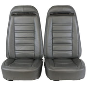 1975-1975 Corvette Mounted Seats Silver 100% Leather With Shoulder Harness-419661MS-Corvette-Store-Online