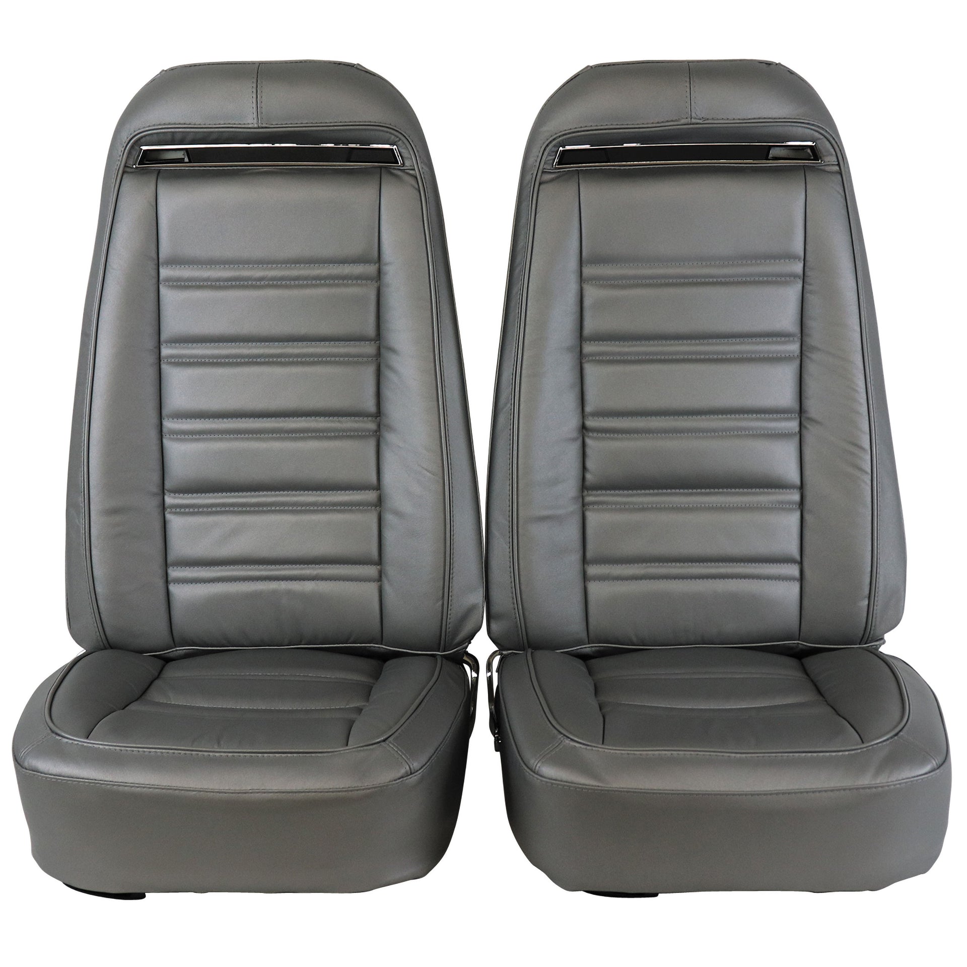 1975-1975 Corvette Mounted Seats Silver 100% Leather With Shoulder Harness-419661MS-Corvette-Store-Online