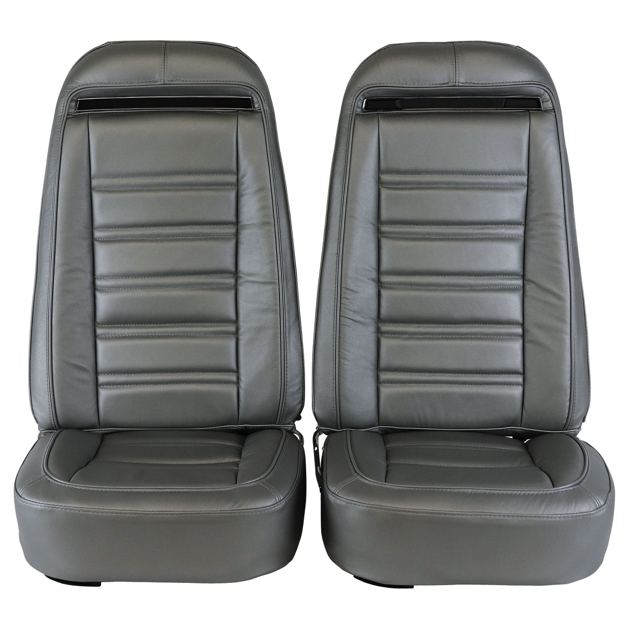1975-1975 Corvette Mounted Seats Silver 100% Leather Without Shoulder Harness-419661M-Corvette-Store-Online