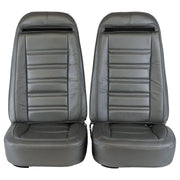 1975-1975 Corvette Mounted Seats Silver 100% Leather Without Shoulder Harness-419661M-Corvette-Store-Online