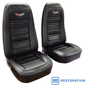 1976-1978 Corvette Embroidered OE Style Seat Covers - Black Leather/Vinyl-419720E-Corvette-Store-Online