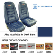 1977-1977 Corvette Embroidered OE Style Seat Covers - Dark Blue Leather/Vinyl-419745E-Corvette-Store-Online