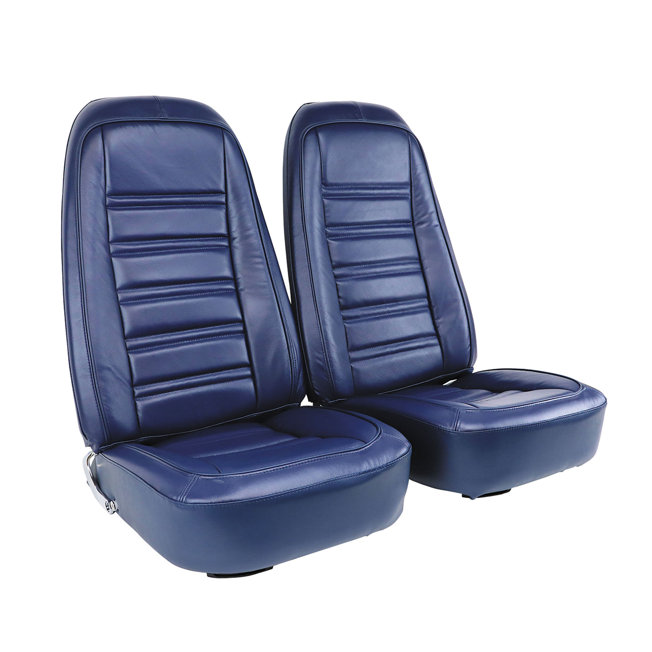 1977-1977 Corvette Mounted Seats Dark Blue Leather Vinyl-419745M-Corvette-Store-Online