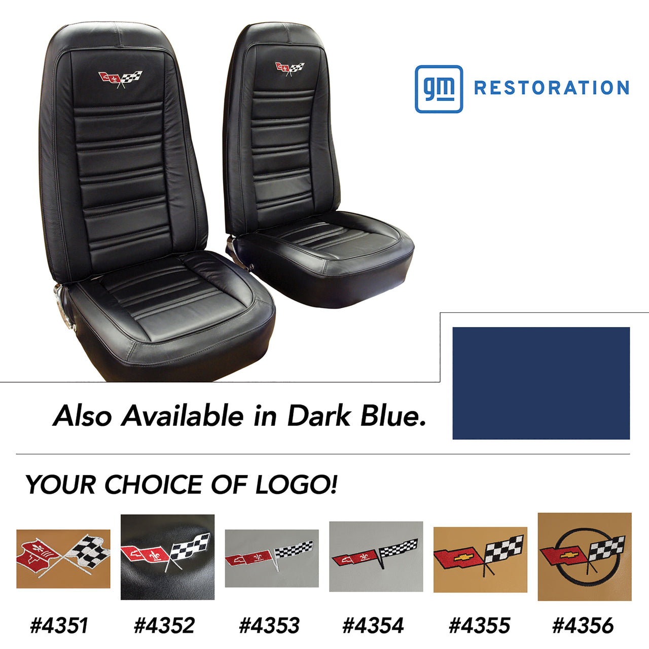 1978-1978 Corvette Embroidered OE Style Seat Covers - Dark Blue Leather/Vinyl-419748E-Corvette-Store-Online