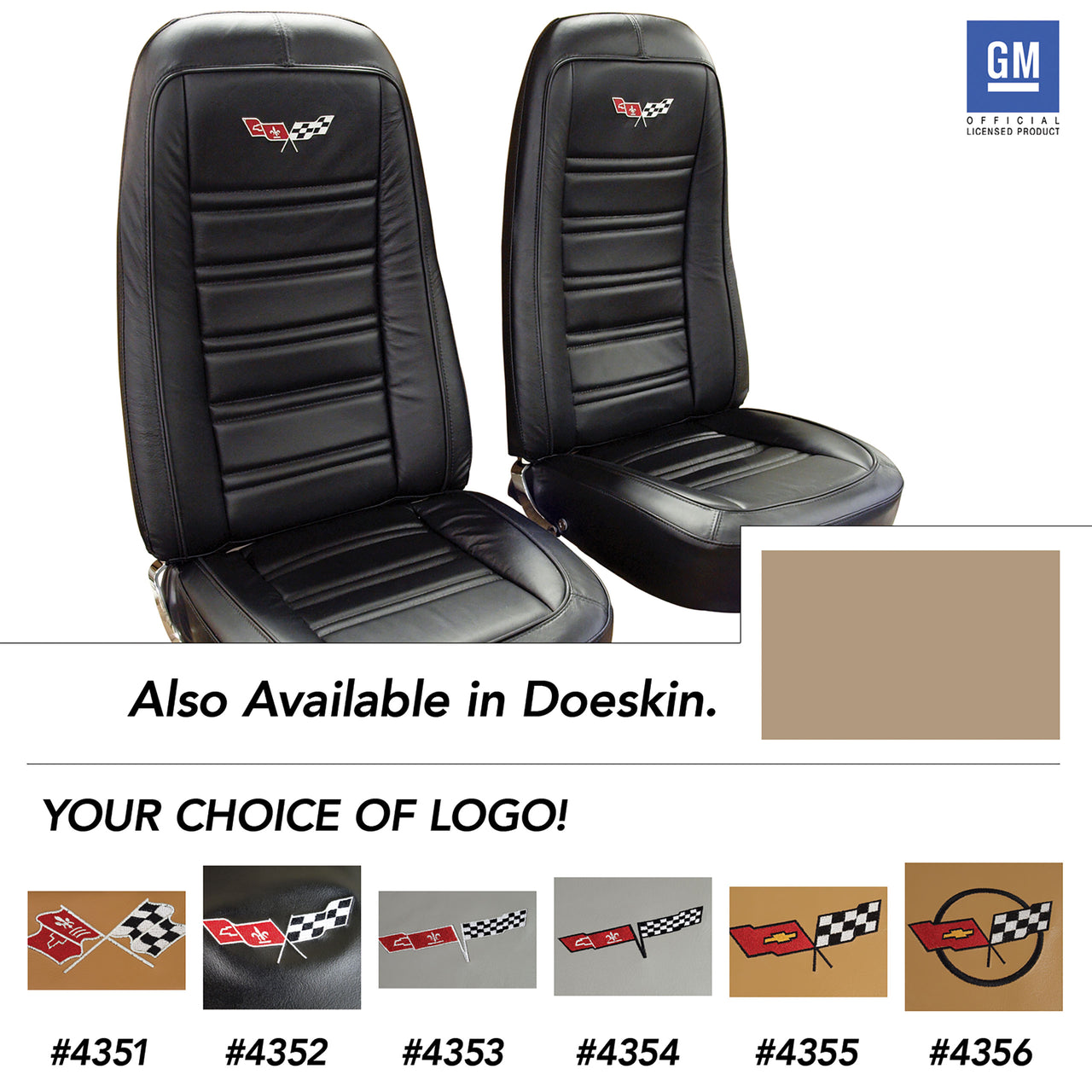 1978-1978 Corvette Embroidered OE Style Seat Covers - Doeskin Leather/Vinyl-419750E-Corvette-Store-Online