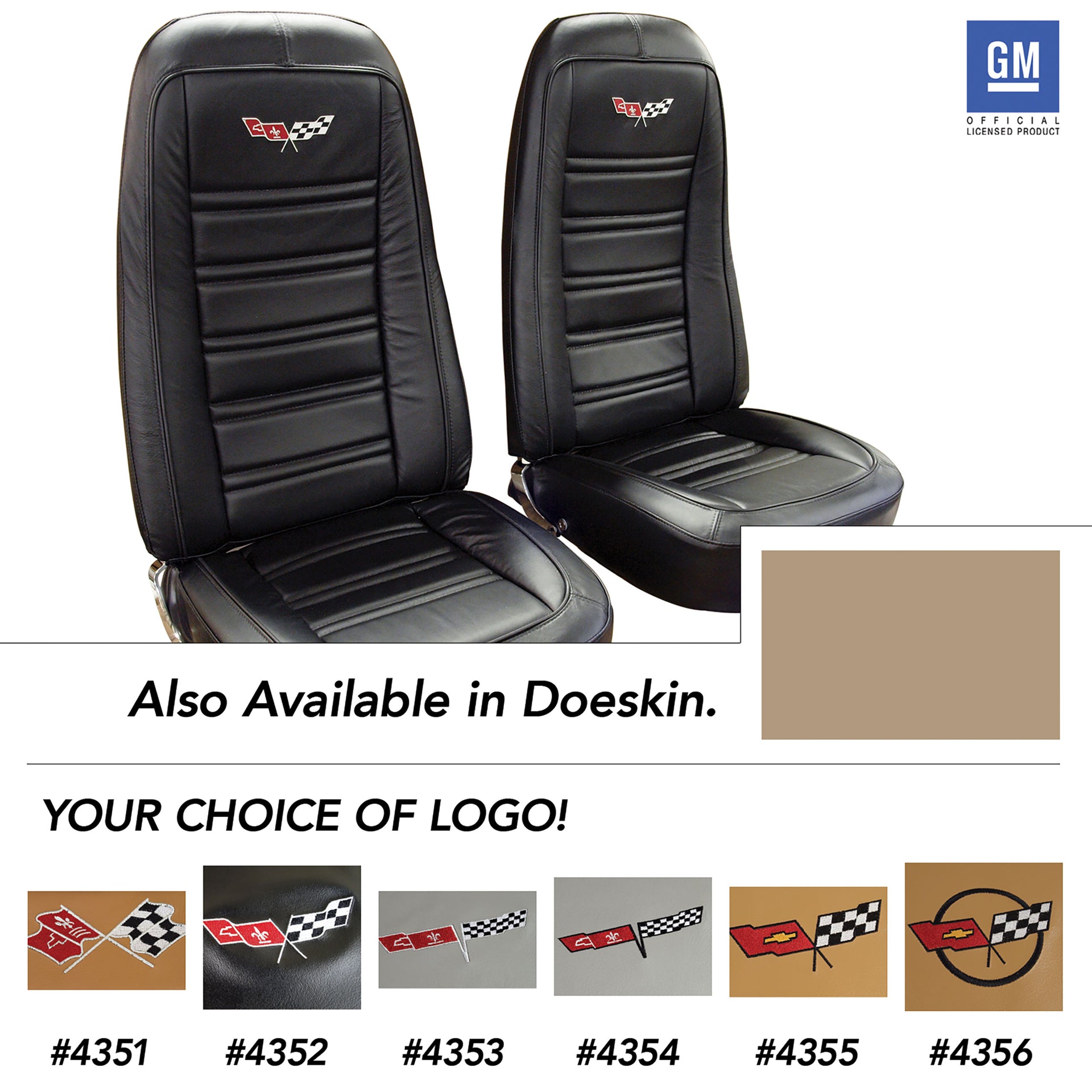 1978-1978 Corvette Embroidered OE Style Seat Covers - Doeskin Leather/Vinyl-419750E-Corvette-Store-Online