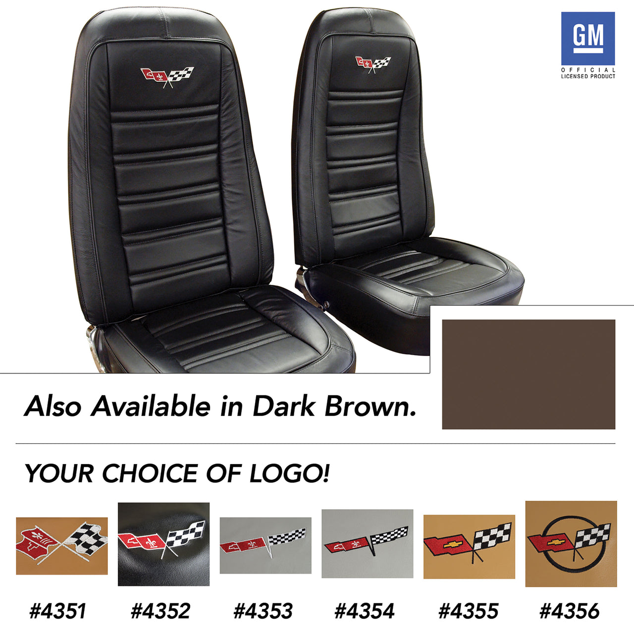 1976-1978 Corvette Embroidered OE Style Seat Covers - Dark Brown Leather/Vinyl-419755E-Corvette-Store-Online