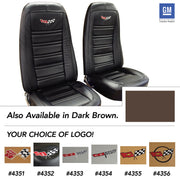 1976-1978 Corvette Embroidered OE Style Seat Covers - Dark Brown Leather/Vinyl-419755E-Corvette-Store-Online