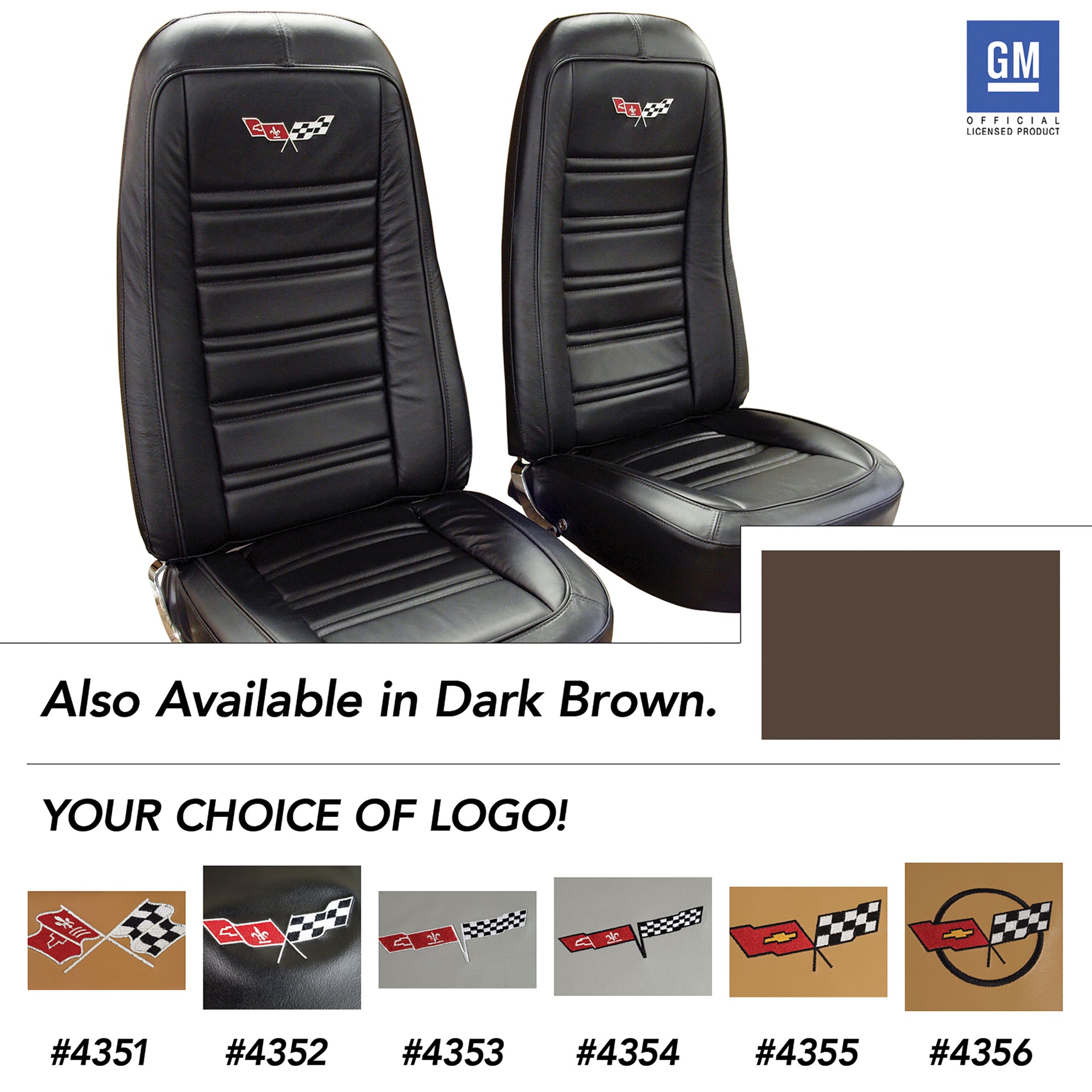 1976-1978 Corvette Embroidered OE Style Seat Covers - Dark Brown Leather/Vinyl-419755E-Corvette-Store-Online
