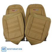 1976-1977 Corvette Embroidered OE Style Seat Covers - Buckskin Leather/Vinyl-419757E-Corvette-Store-Online