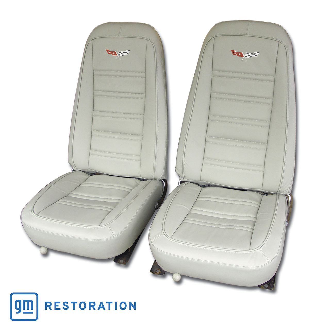 1978-1978 Corvette Embroidered OE Style Seat Covers - Oyster Leather/Vinyl-419773E-Corvette-Store-Online