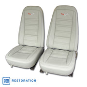1978-1978 Corvette Embroidered OE Style Seat Covers - Oyster Leather/Vinyl-419773E-Corvette-Store-Online