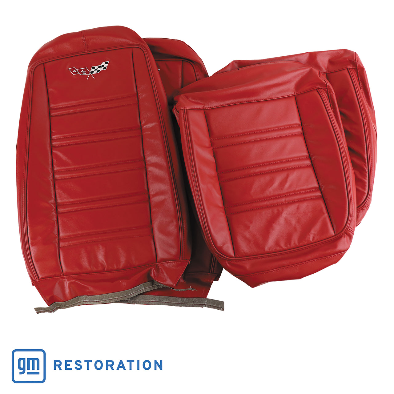 1977-1978 Corvette Embroidered 100% Leather Seat Covers - Red-419824E-Corvette-Store-Online