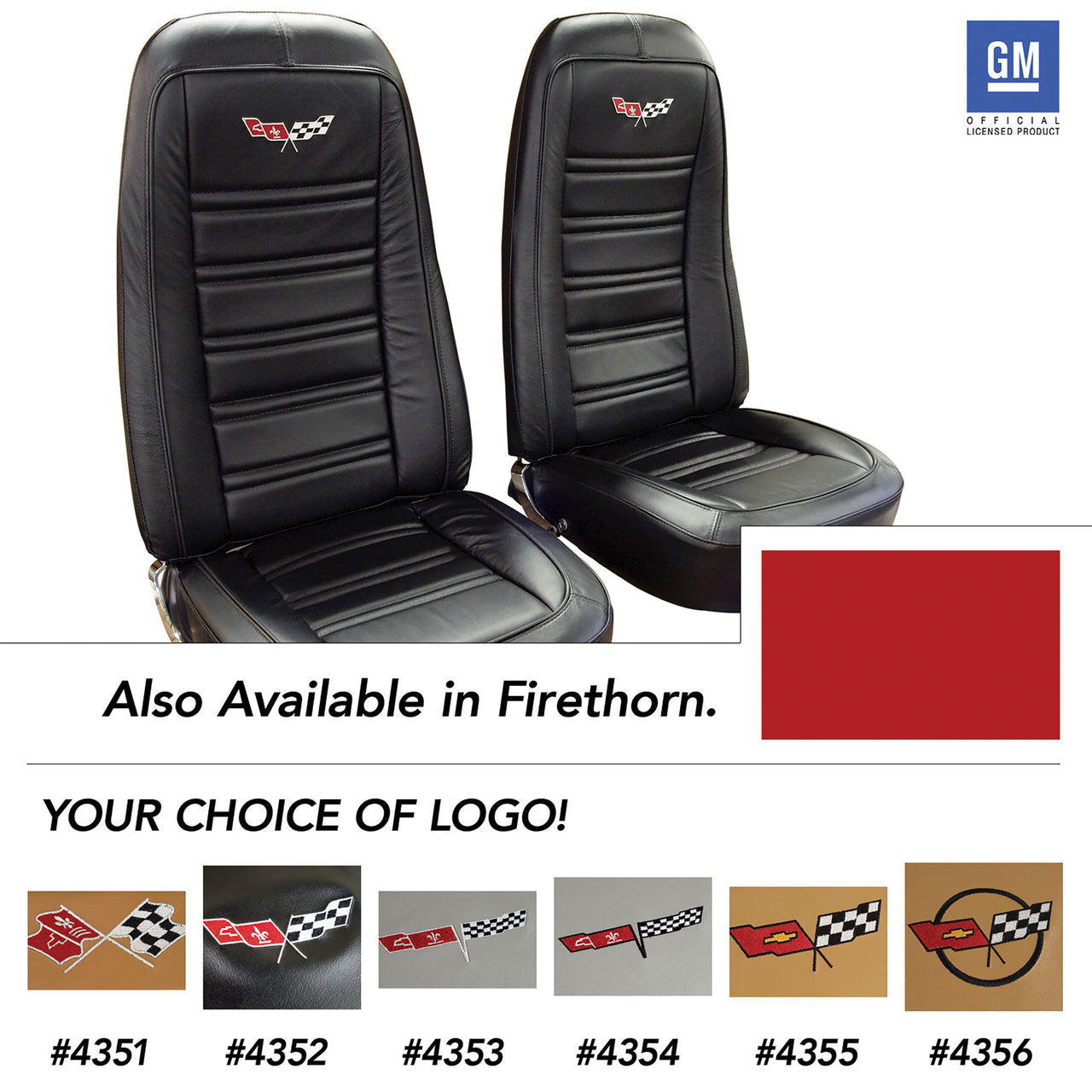 1976-1976 Corvette Embroidered 100% Leather Seat Covers - Firethorn-419834E-Corvette-Store-Online