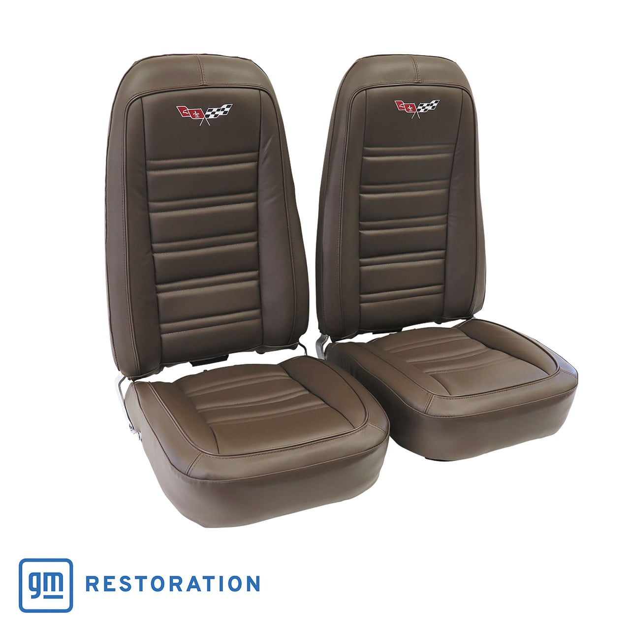 1976-1978 Corvette Embroidered 100% Leather Seat Covers - Dark Brown-419855E-Corvette-Store-Online