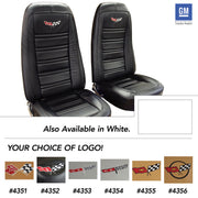 1976-1977 Corvette Embroidered 100% Leather Seat Covers - White-419876E-Corvette-Store-Online