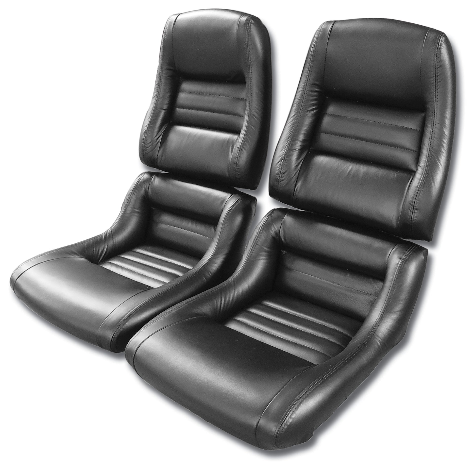 1979-1981 Corvette Leather Seat Covers Black Leather/Vinyl Original 2" Bolster-419920-Corvette-Store-Online
