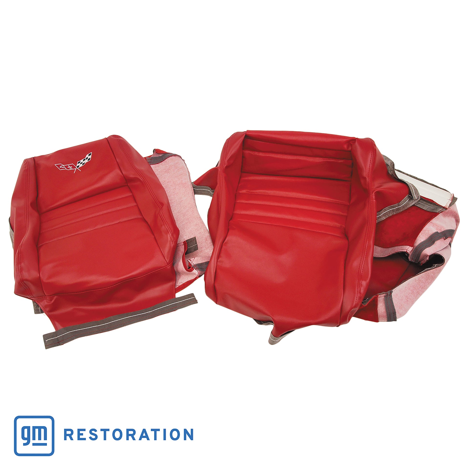 1979-1981 Corvette Embroidered OE Style Seat Covers - Red Leather/Vinyl With 2" Bolster-419924E-Corvette-Store-Online