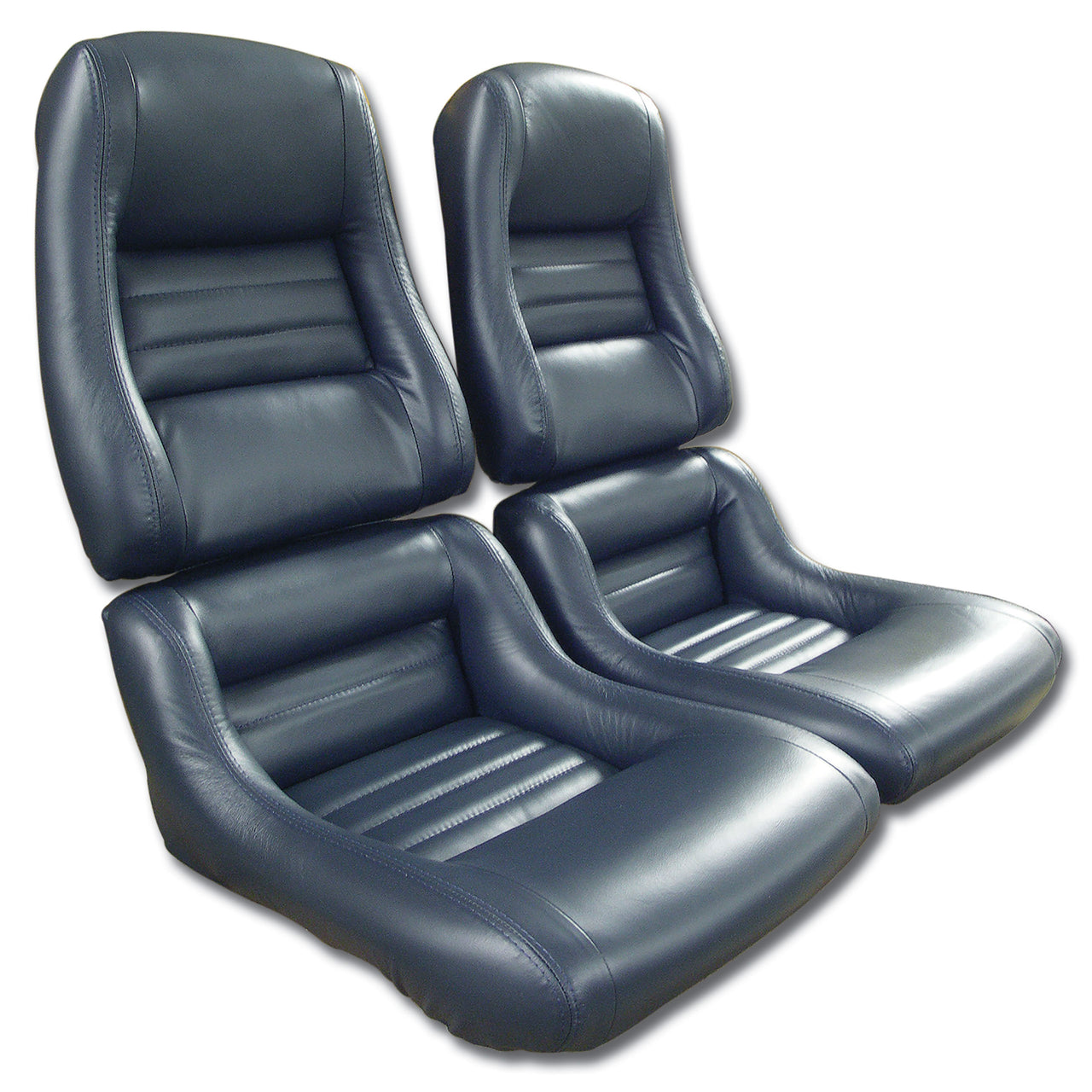1982-1982 Corvette Leather Seat Covers Dark Blue Leather/Vinyl Original 2" Bolster-419946-Corvette-Store-Online
