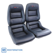 1979-1981 Corvette Embroidered OE Style Seat Covers - Dk Blue Leather/Vinyl With 2" Bolster-419948E-Corvette-Store-Online